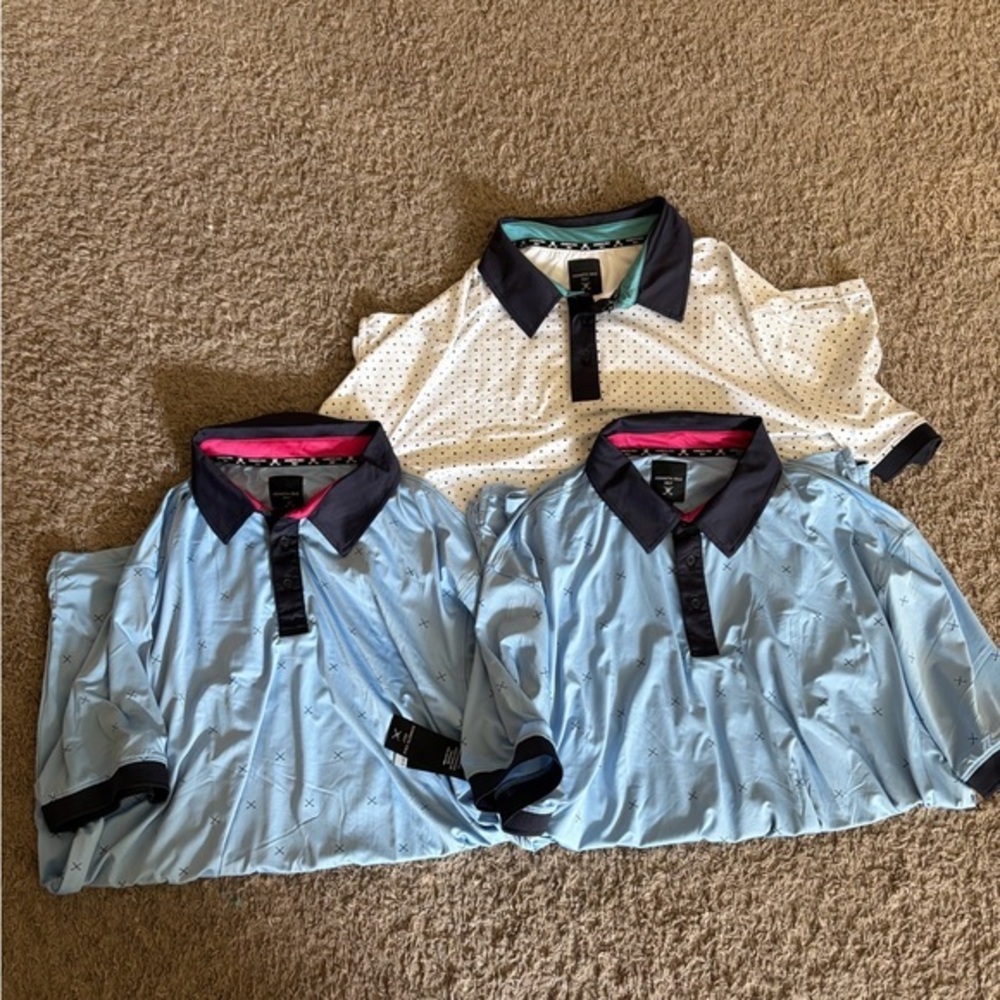 New Kenneth Cole Golf Polo Shirt Lot Of 3 Size 2XL Blue White